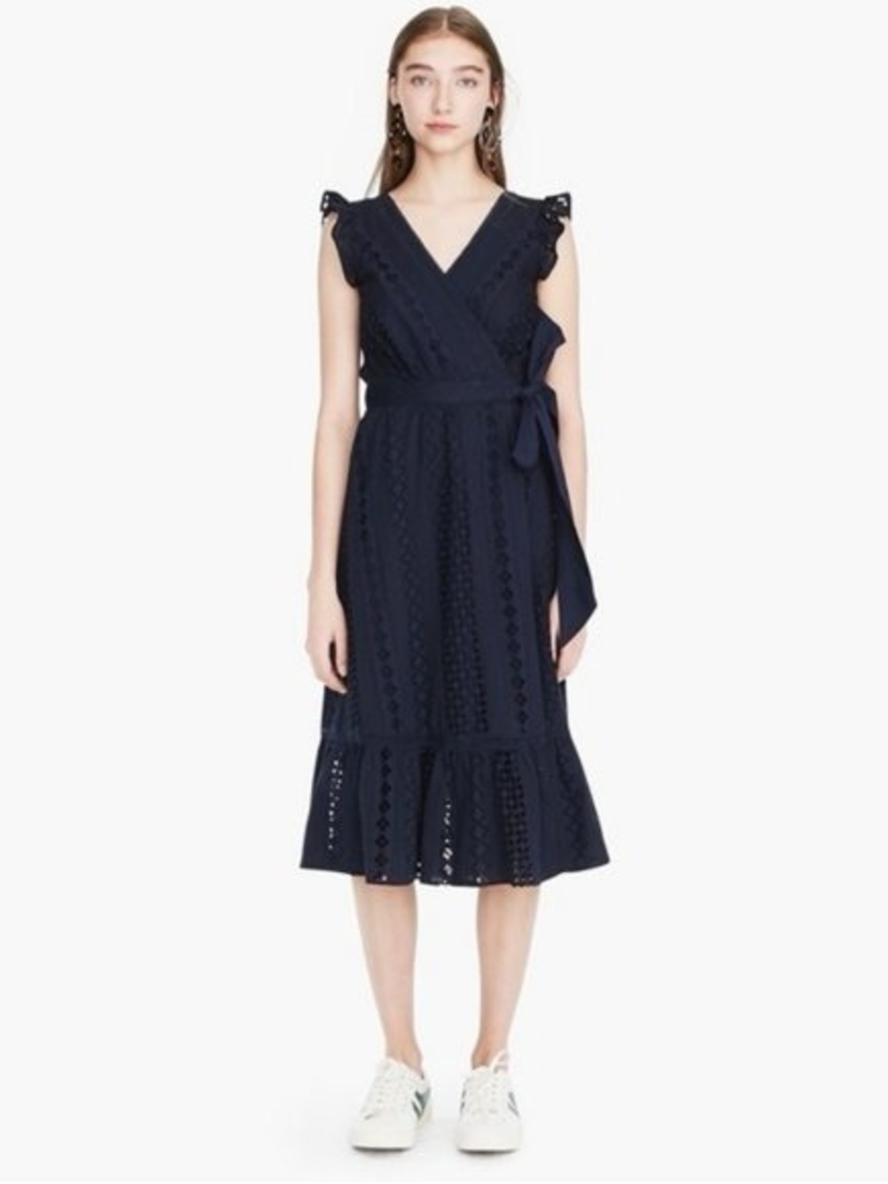 EUC J.Crew All Over Eyelet Wrap Dress Size 10